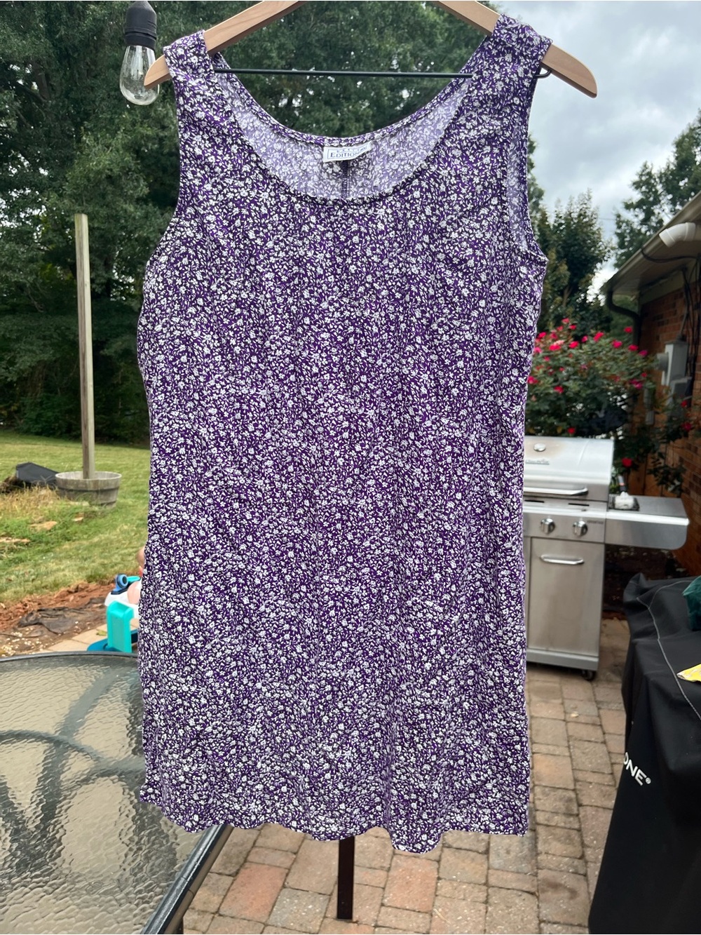Vintage Basic Editions Purple Micro-Floral Sleeveless Dress
